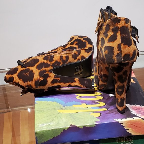 Suede leopard print ankle boots - Picture 2 of 2